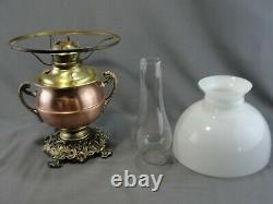 Antique Oil to Electric Bradley & Hubbard B&H Lamp Conversion Milk Glass 1905