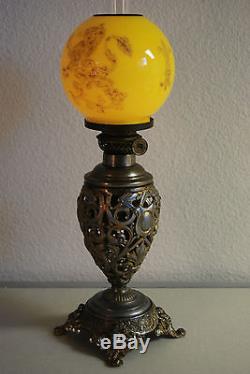 Antique Old Oil Kerosene Gwtw Miniature Gone With The Wind Victorian Lion Lamp