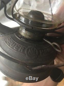 Antique Old Primitive Oil Gas Kerosene German Feuer Hand Lamp N275 Lantern