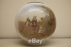 Antique Old Victorian Kerosene Oil Gwtw Lamp Shade Glass Globe Hand Painted