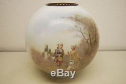 Antique Old Victorian Kerosene Oil Gwtw Lamp Shade Glass Globe Hand Painted