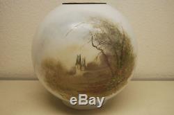 Antique Old Victorian Kerosene Oil Gwtw Lamp Shade Glass Globe Hand Painted