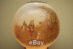 Antique Old Victorian Kerosene Oil Gwtw Lamp Shade Glass Globe Hand Painted