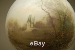 Antique Old Victorian Kerosene Oil Gwtw Lamp Shade Glass Globe Hand Painted