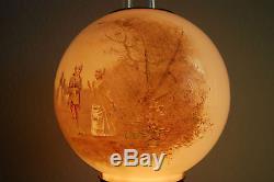 Antique Old Victorian Kerosene Oil Gwtw Lamp Shade Glass Globe Hand Painted