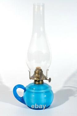 Antique Opaline Turquoise Kerosene Oil Finger Lamp