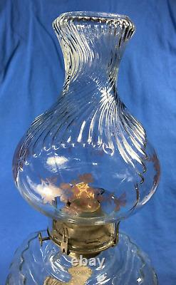 Antique Original 1900+- Princess Feather Oil Lamp With Original Chimney