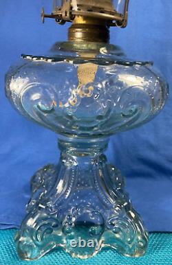 Antique Original 1900+- Princess Feather Oil Lamp With Original Chimney