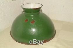 Antique Original Coleman 334 Oil Green Porcelian Enamel Steel Gas Lamp Shade