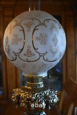 Antique Original Gwtw Victorian Banquet Parlor Kerosene Oil Converted Lamp