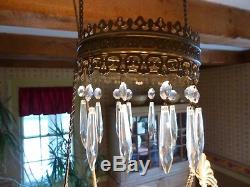 Antique Original Victorian Chandelier Oil Lamp Hanging Light Fixture- Nicest