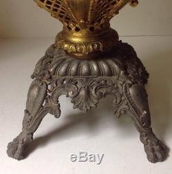 Antique Ornate B&H Brass Trophy Banquet Oil Lamp Parlor GWTW Bradley & Hubbard