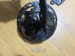 Antique Ornate Cast Iron Wall Hanging Bracket Oil Lamp Mercury Glass Reflector