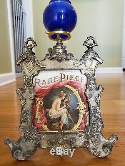 Antique Ornate Iron Cigar Store Counter Oil Lamp Lighter withAdvertising