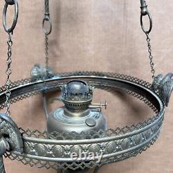 Antique Ornate Kerosene Oil Hanging Lamp Frame John Scott