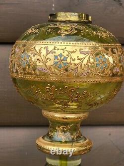Antique Ornate Moser Bohemian Art Glass Oil Floor Lamp