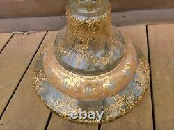 Antique Ornate Moser Bohemian Art Glass Oil Floor Lamp