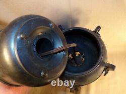 Antique Ornate Oil Lamp with Ornate Iron Base