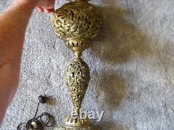 Antique Ornate Pierced B&H Bradley Hubbard Banquet Parlor Converted Oil Lamp