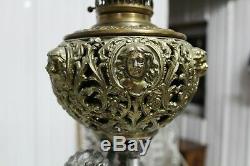 Antique Ornate Victorian Cherub Banquet Oil Lamp Kerosene Figural Font Gwtw