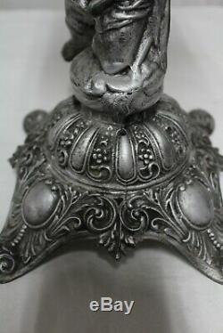 Antique Ornate Victorian Cherub Banquet Oil Lamp Kerosene Figural Font Gwtw