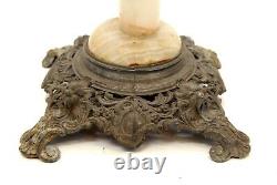 Antique Ornate Victorian M&w 94 Brass & Onyx Banquet Parlor Oil Kerosene Lamp