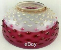 Antique PInk Cranberry White Hobnail 14 Hanging Oil Lamp Shade
