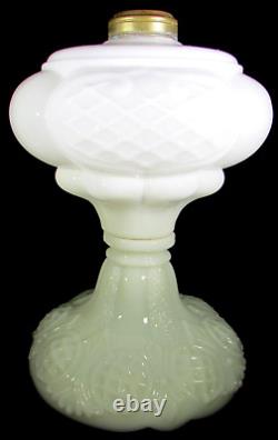 Antique PRINCE EDWARD Opaque White Glass Oil Kerosene Massive Sewing Lamp THURO