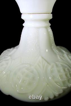 Antique PRINCE EDWARD Opaque White Glass Oil Kerosene Massive Sewing Lamp THURO