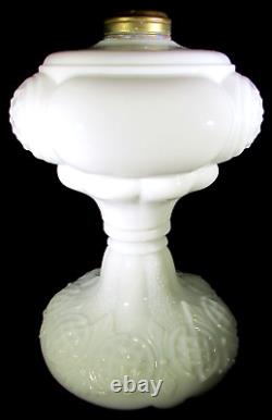 Antique PRINCE EDWARD Opaque White Glass Oil Kerosene Massive Sewing Lamp THURO