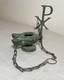Antique PYX Byzantine religious cast bronze dual spout hanging oil lamp