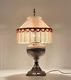 Antique P&A Art Deco Victorian Boudoir Beaded Fringe Oil Converted Electric Lamp