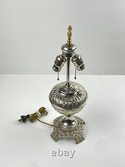 Antique P&A Art Deco Victorian Boudoir Beaded Fringe Oil Converted Electric Lamp