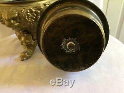Antique P&A P & A Parlor Oil Lamp Lion and Lady Head Cast Iron Double Wick WOWEE