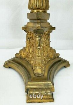 Antique Pair Lewis Vernon Philadelphia Double Light Bronze Argand Oil Lamps