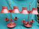 Antique Pair Of Red Tole Candle Stick Lamps MAGNIFICENT