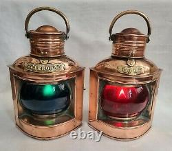 Antique Pair Ships Navigation Lights Sherwoods B'ham Port & Starboard Oil Lamps