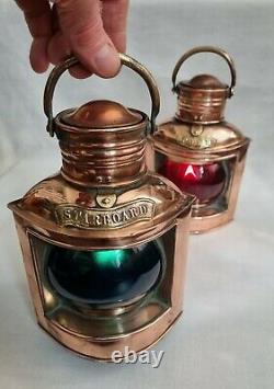 Antique Pair Ships Navigation Lights Sherwoods B'ham Port & Starboard Oil Lamps