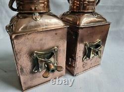 Antique Pair Ships Navigation Lights Sherwoods B'ham Port & Starboard Oil Lamps