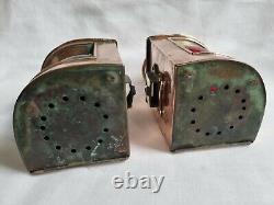 Antique Pair Ships Navigation Lights Sherwoods B'ham Port & Starboard Oil Lamps