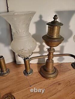 Antique Pair of H. N. Hooper & Co. Boston Argand Lamps for Parts / Restoration
