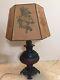 Antique Parker Table Metal Lamp Converted Electric Oil Lamp withShade, 27 Tall