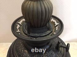 Antique Parker Table Metal Lamp Converted Electric Oil Lamp withShade, 27 Tall