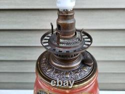 Antique Parlor Banquet GWTW Kerosene Oil Lamp c1890s ELECTRIFIED Gorgeous
