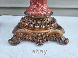 Antique Parlor Banquet GWTW Kerosene Oil Lamp c1890s ELECTRIFIED Gorgeous