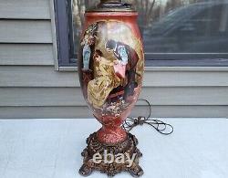 Antique Parlor Banquet GWTW Kerosene Oil Lamp c1890s ELECTRIFIED Gorgeous