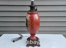 Antique Parlor Banquet GWTW Kerosene Oil Lamp c1890s ELECTRIFIED Gorgeous