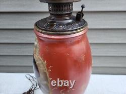 Antique Parlor Banquet GWTW Kerosene Oil Lamp c1890s ELECTRIFIED Gorgeous