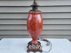 Antique Parlor Banquet GWTW Kerosene Oil Lamp c1890s ELECTRIFIED Gorgeous