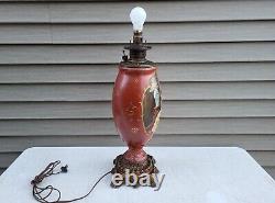 Antique Parlor Banquet GWTW Kerosene Oil Lamp c1890s ELECTRIFIED Gorgeous